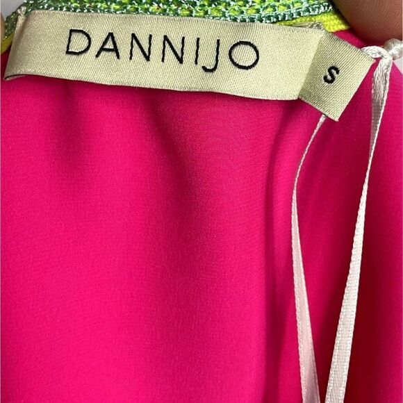 NWT Dannijo Acid Pink Lace-Trim Mini Slip Dress, Silk, Size Small - Picture 11 of 14